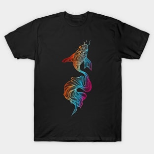 Aquatic Canvas: Colorful Transformation of the Koi T-Shirt